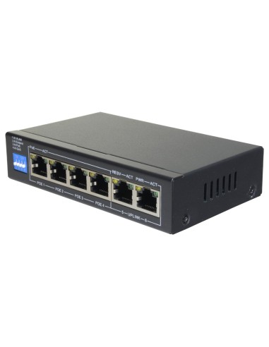 SWITCH POE - 4 PUERTOS POE + 2 UPLINK RJ45 - VELOCIDAD HASTA 1000 MBPS EN TODOS LOS PUERTOS - HASTA 60W EN TOTAL PARA TODOS LOS