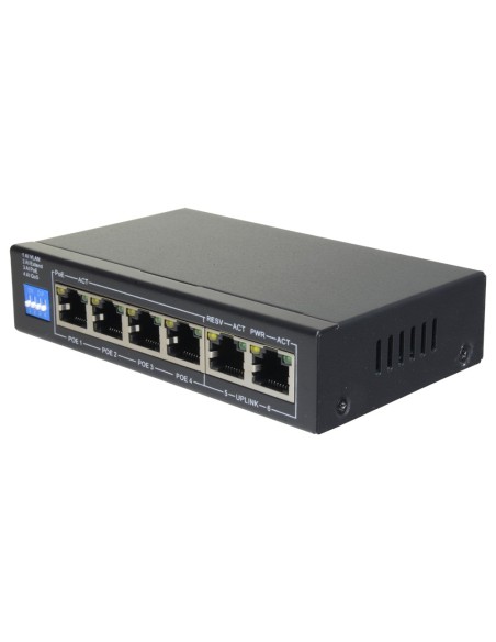 SWITCH POE - 4 PUERTOS POE + 2 UPLINK RJ45 - VELOCIDAD HASTA 1000 MBPS EN TODOS LOS PUERTOS - HASTA 60W EN TOTAL PARA TODOS LOS