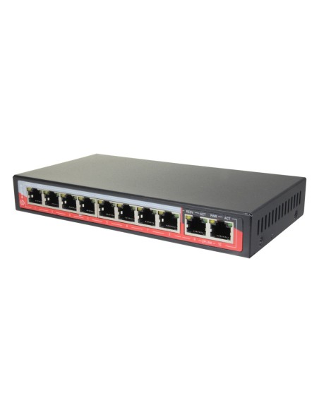 SWITCH POE - 8 PUERTOS POE + 2 UPLINK RJ45 - VELOCIDAD 10/100 MBPS - FUNCIONES: AI VLAN/QOS/CCTV EXTEND/POE - NORMA IEEE802.3AF