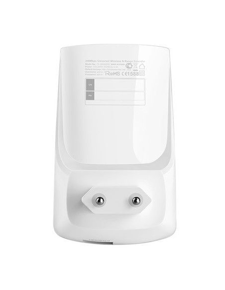 EXTENSOR INALÁMBRICA - FRECUENCIA 2.4GHZ - SOPORTA 802.11 B/G/N - CONEXIONES DE HASTA 300 MBPS - POTENCIA 15DBM - CONECTOR RJ45