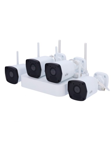 KIT DE VIDEOVIGILANCIA UNIVIEW - CONEXIÓN ETHERNET Y WIFI - NVR 4 CANALES IP - 4 CÁMARAS BULLET IP67 - PLUG &AMP; PLAY | WIFI CA