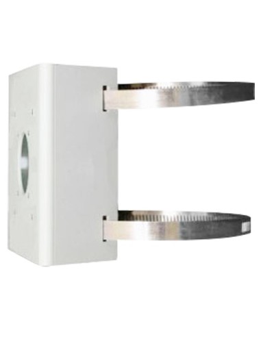 SOPORTE PARA MÁSTILES - PARA CÁMARAS DOMO - APTO PARA USO EXTERIOR - RANGO DIÁMETRO 67~127 MM - COLOR BLANCO - PASADOR DE CABLES