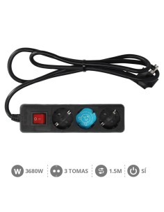 BASE MULTIPLE 3T + INT. (3X1.5MM) 1,5M NEGRA