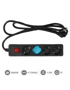 BASE MULTIPLE 4T + INT. (3X1.5MM) 1,5M NEGRA