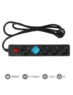 BASE MULTIPLE 5T + INT. (3X1.5MM) 1,5M NEGRA