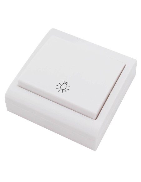 PULSADOR SUPERFICIE LUZ BLANCO 80X80MM 10A 250V