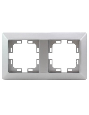 EMBELLECEDOR DE EMPOTRAR PARA 2 MODULOS/HUECOS PLATA MATE