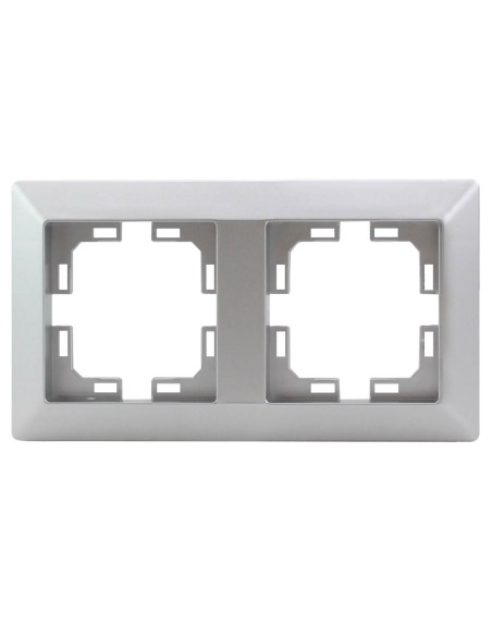 EMBELLECEDOR DE EMPOTRAR PARA 2 MODULOS/HUECOS PLATA MATE