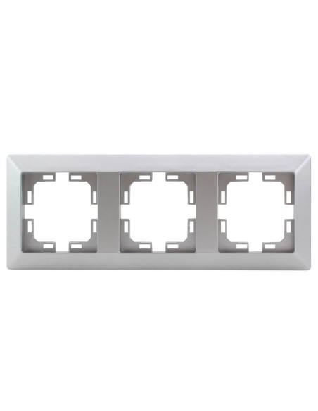 EMBELLECEDOR DE EMPOTRAR PARA 3 MODULOS/HUECOS PLATA MATE