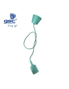 PORTALAMPARAS SILICONA E27 CABLE TEXTIL 1M - TURQUESA