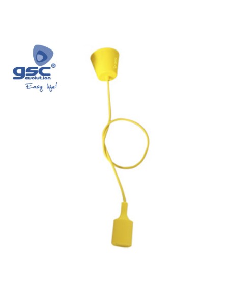 PORTALAMPARAS SILICONA E27 CABLE TEXTIL 1M - AMARILLO
