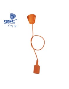 PORTALAMPARAS SILICONA E27 CABLE TEXTIL 1M - NARANJA