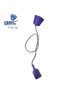 PORTALAMPARAS SILICONA E27 CABLE TEXTIL 1M - VIOLETA