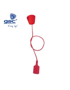 PORTALAMPARAS SILICONA E27 CABLE TEXTIL 1M - ROJO