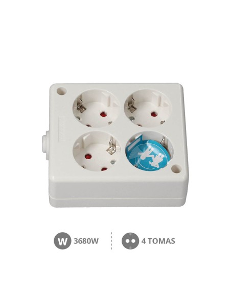 BASE MULTIPLE SERIE MEGA CUADRADA 4T SIN CABLE