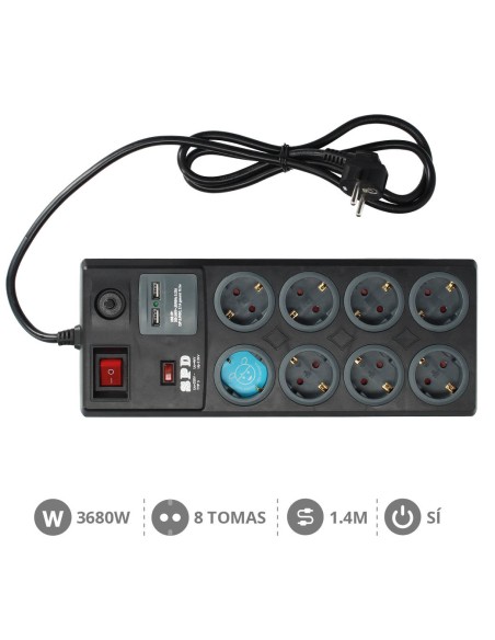 BASE MULTIPLE 8T + 2 USB + INT. (3X1.5MM) 1,4M