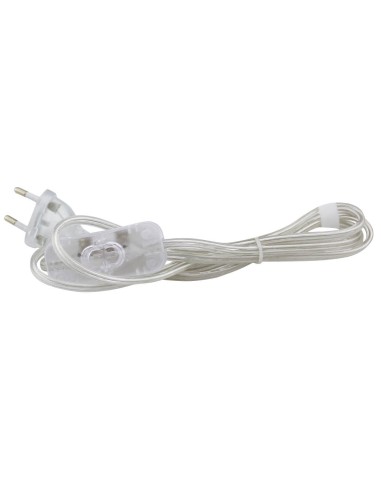 CONEXION CABLE PLANO + INT. (2X0.75MM) 1,5M TRANSPARENTE