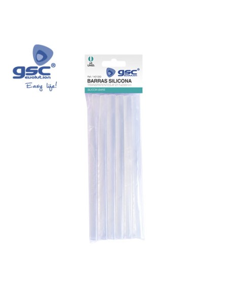 BOLSA 6 BARRAS DE SILICONA TRANSPARENTE Ø11