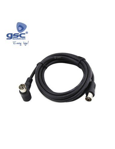 PROLONGADOR COAXIAL TV ACODADO NEGRO 1.5M