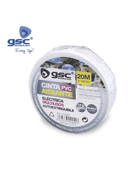 CINTA AISLANTE ELECT.PVC 20M BLANCA 25MM-RETRAC.10