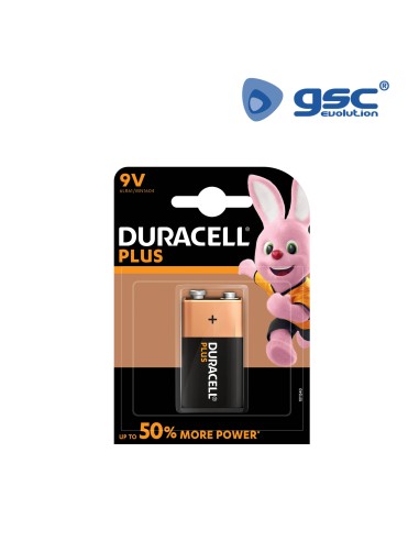 PILA ALKALINA DURACELL PLUS 9V, BLÍSTER 1