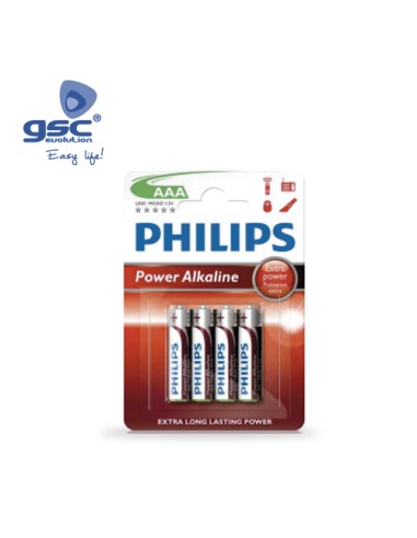 PILA ALKALINA PHILIPS LR03 (AAA) BLÍSTER 4 UD.