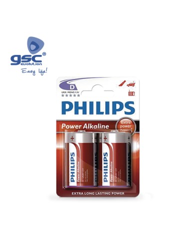 PILA ALKALINA PHILIPS LR20 (D) BLÍSTER 2 UD.