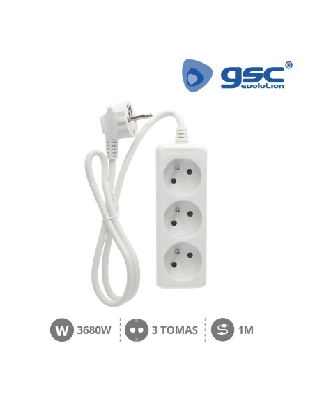 MULTIPRISE 3P (3X1.0MM) 1M BLANCHE