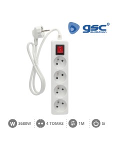 MULTIPRISE 4P + INT (3X1.0MM) 1M BLANCHE