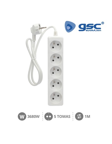 MULTIPRISE 5P (3X1.0MM) 1M BLANCHE