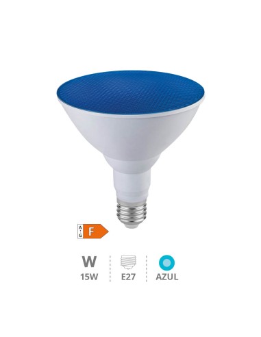 LÁMPARA LED PAR38 15W E27 AZUL IP65