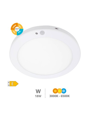 DOWNLIGHT LED AKETI EMPOTRAMIENTO REGULABLE CON SENSOR MOVIMIENTO Y CREPUSCULAR 18W 3000K A 6500K REGULABLE