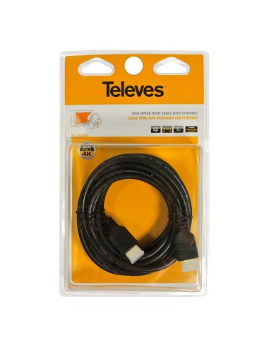 CABLE HDMI ALTA VELOCIDAD CON ETHERNET ULTRA ALTA DEFINICIÓN TELEVES 494503