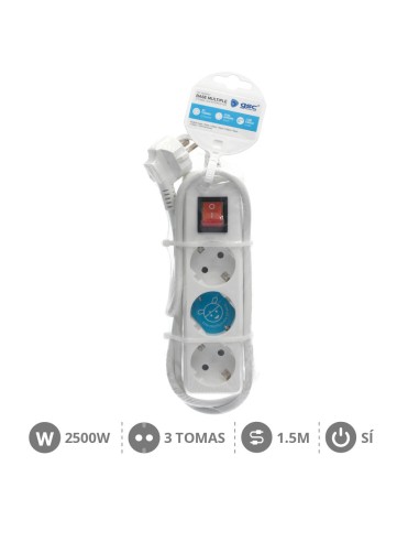 BASE MULTIPLE 3T + INT. (3X1.0MM) 1,5M BLANCA