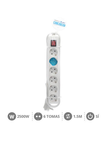 BASE MULTIPLE 6T + INT. (3X1.0MM) 1,5M BLANCA