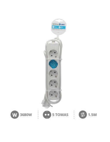 BASE MULTIPLE 5T (3X1.5MM) 1,5M BLANCA