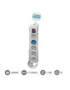 BASE MULTIPLE 5T + INT. (3X1.5MM) 1,5M BLANCA 2