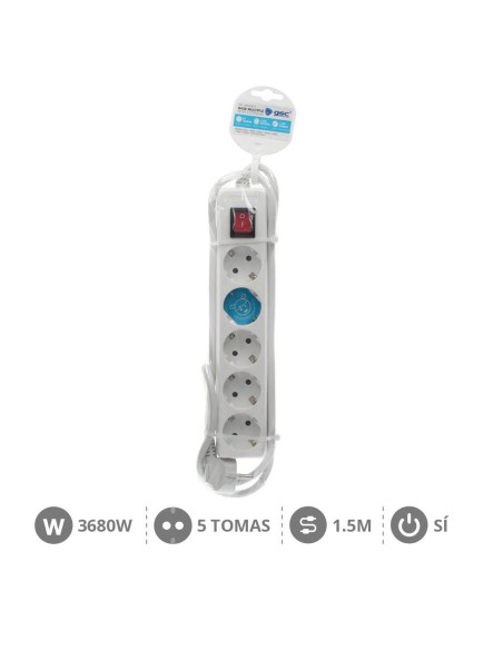 BASE MULTIPLE 5T + INT. (3X1.5MM) 1,5M BLANCA