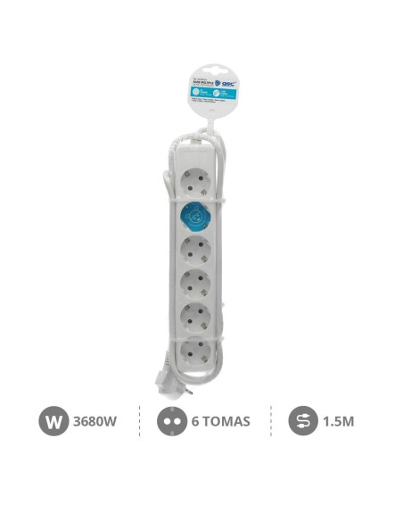 BASE MULTIPLE 6T (3X1.5MM) 1,5M BLANCA
