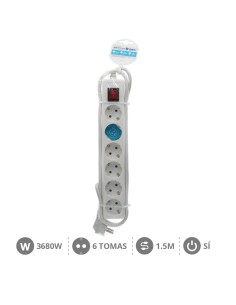 BASE MULTIPLE 6T + INT. (3X1.5MM) 1,5M BLANCA 2