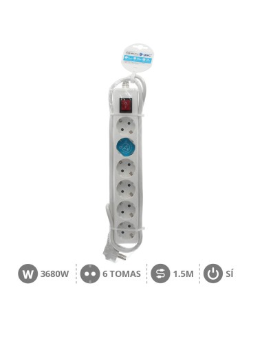 BASE MULTIPLE 6T + INT. (3X1.5MM) 1,5M BLANCA