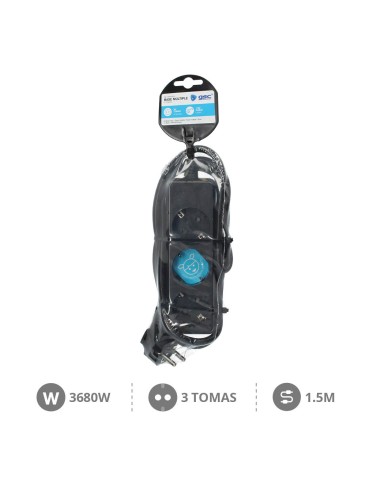 BASE MULTIPLE 3T (3X1.5MM) 1,5M NEGRA