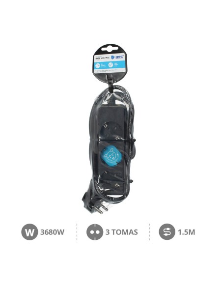 BASE MULTIPLE 3T (3X1.5MM) 1,5M NEGRA