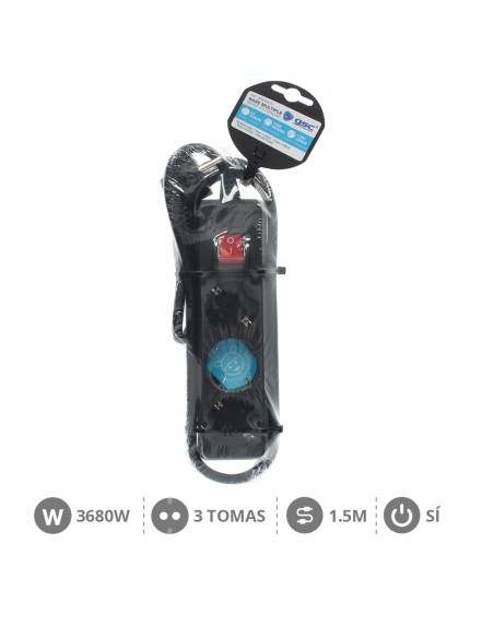 BASE MULTIPLE 3T + INT. (3X1.5MM) 1,5M NEGRA