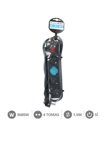 BASE MULTIPLE 4T + INT. (3X1.5MM) 1,5M NEGRA