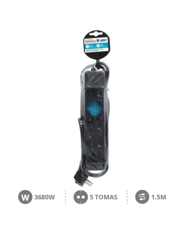 BASE MULTIPLE 5T (3X1.5MM) 1,5M NEGRA