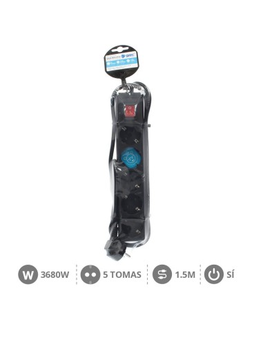 BASE MULTIPLE 5T + INT. (3X1.5MM) 1,5M NEGRA