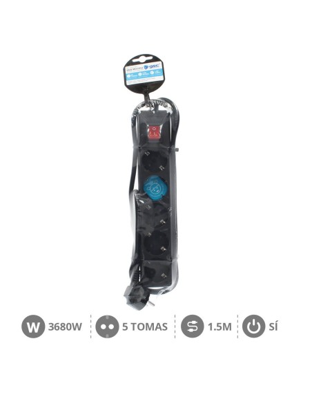 BASE MULTIPLE 5T + INT. (3X1.5MM) 1,5M NEGRA