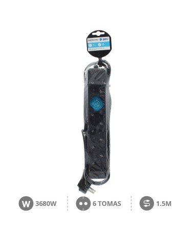 BASE MULTIPLE 6T (3X1.5MM) 1,5M NEGRA