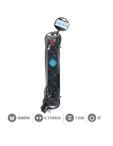 BASE MULTIPLE 6T + INT. (3X1.5MM) 1,5M NEGRA